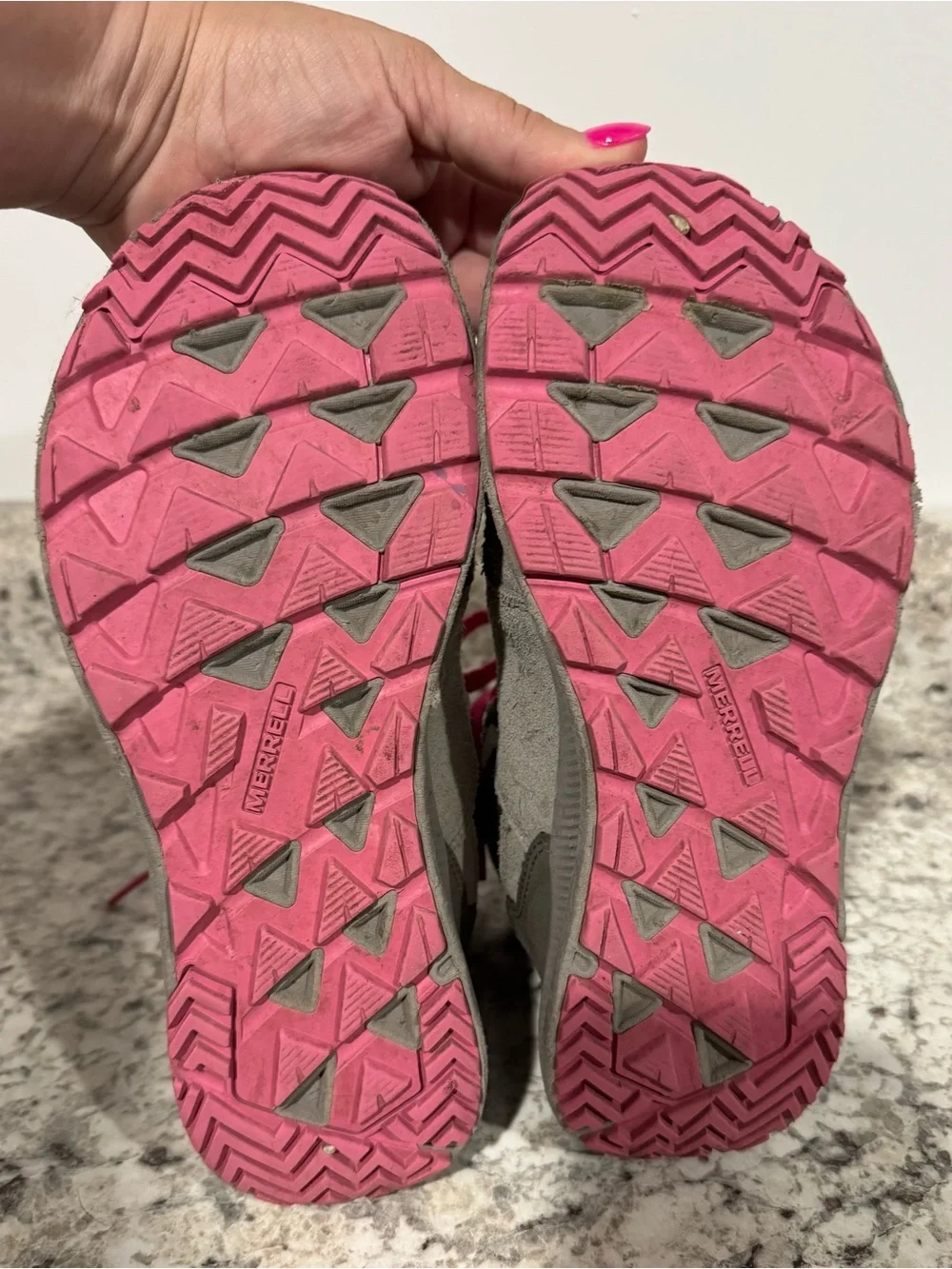 Merrell Ontario Mid Waterproof hiking boots grey and pink Size Youth 4.5M